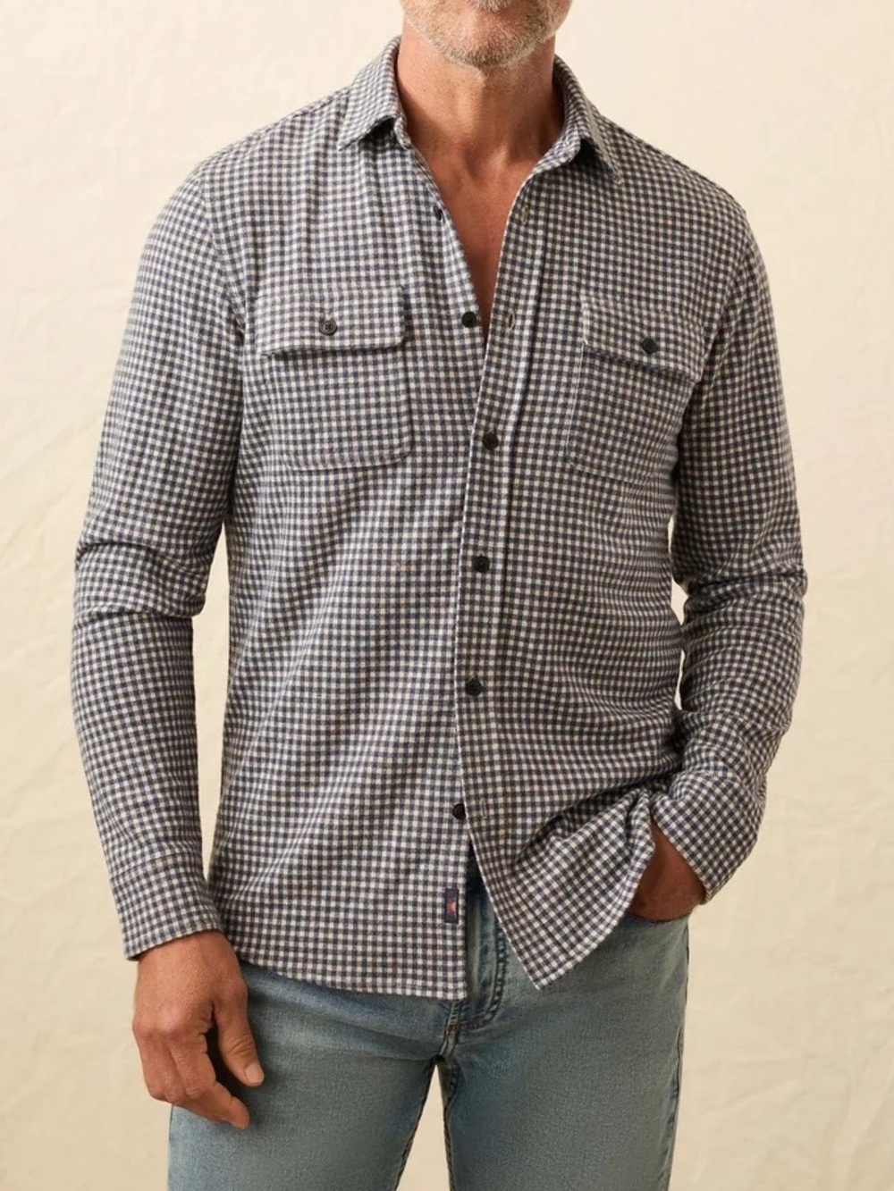 Faherty Legend Sweater Shirt Men's Large Encinitas Gingham